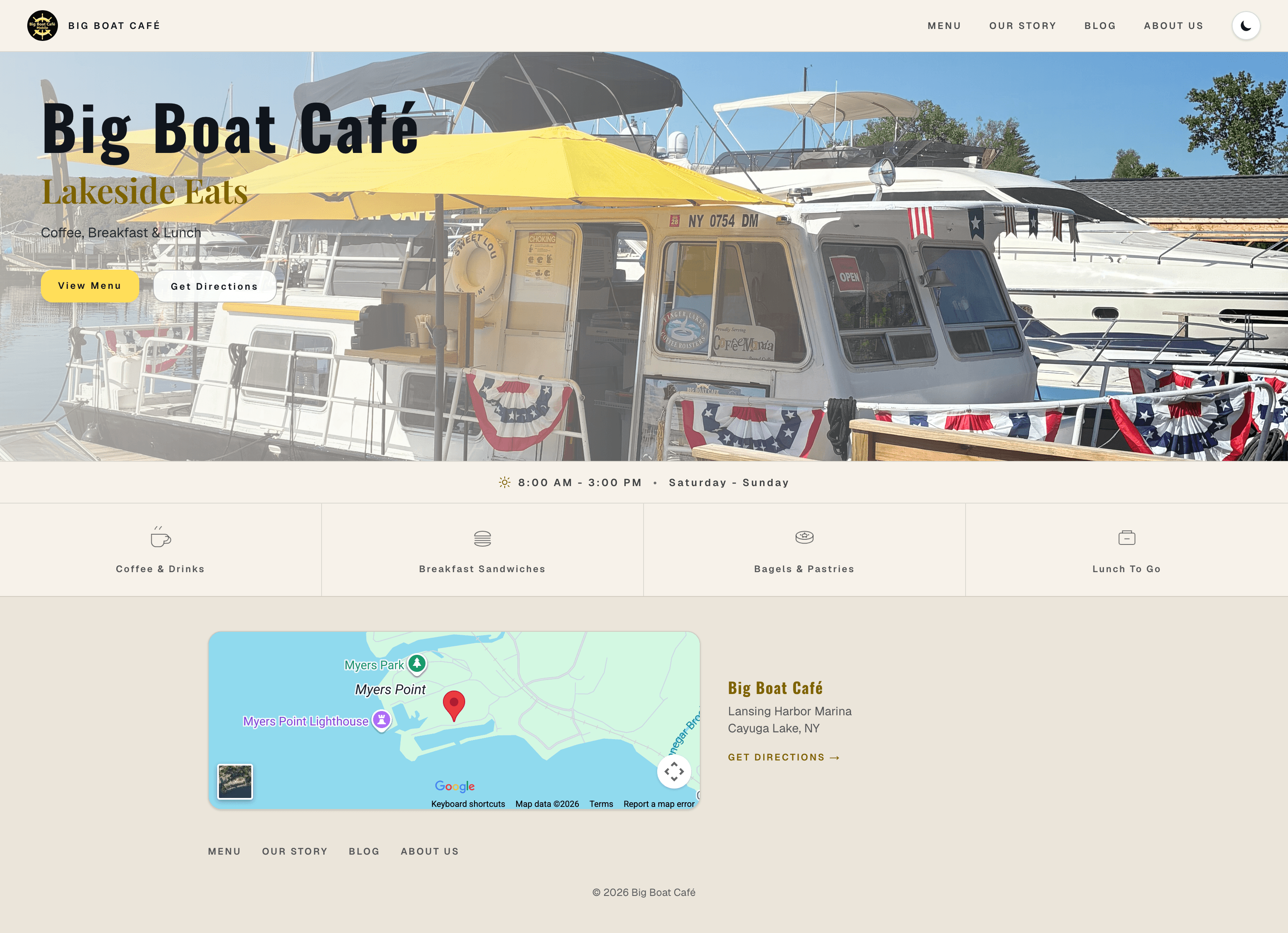 Big Boat Café website preview